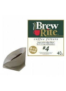 Brew Rite® #4 Cone Coffee Filters, 8-12 Cup, 40/Pack